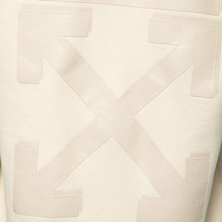 Pre Owned Off-White Cream Cotton Hooded Zip Front Jacket & Jogger Set XXS