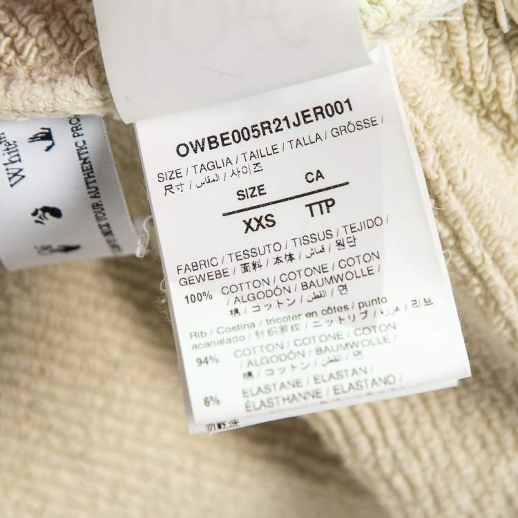 Pre Owned Off-White Cream Cotton Hooded Zip Front Jacket & Jogger Set XXS