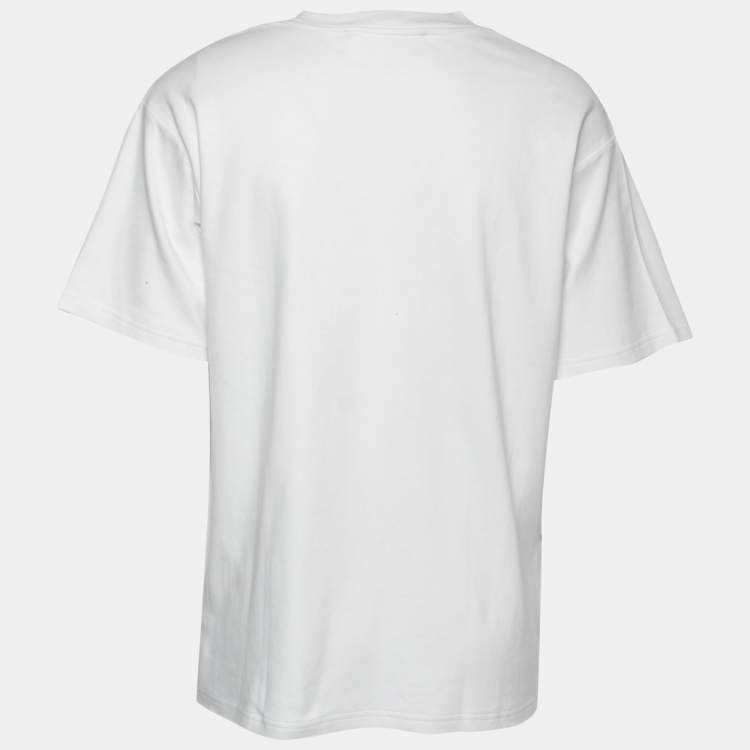 Pre Owned Off-White White Rainbow Script Logo Print Tomboy T-Shirt L  