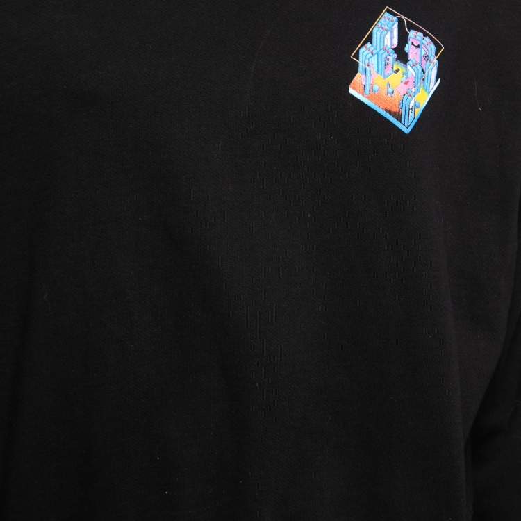 Pre Owned Off-White Black Printed Cotton Sweatshirt M