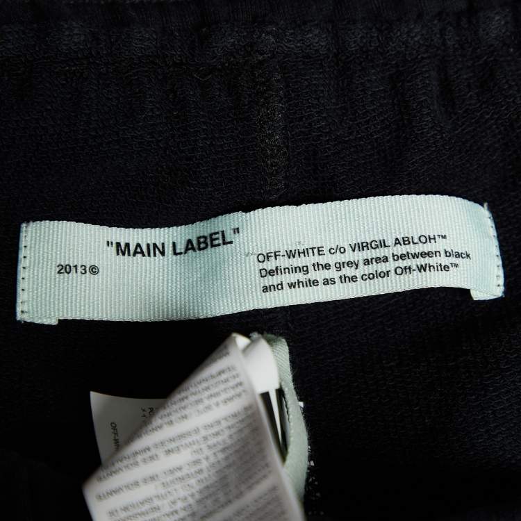 Pre Owned Off-White Black Cotton Knit Logo Tape Track Pants S