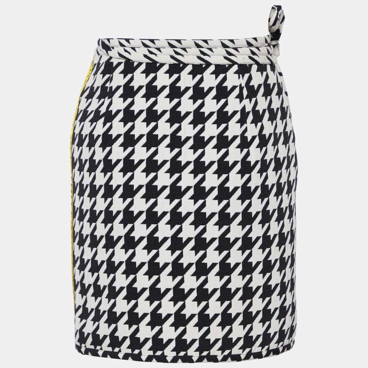 Pre Owned Off-White Monochrome Wool Wrap Mini Skirt S