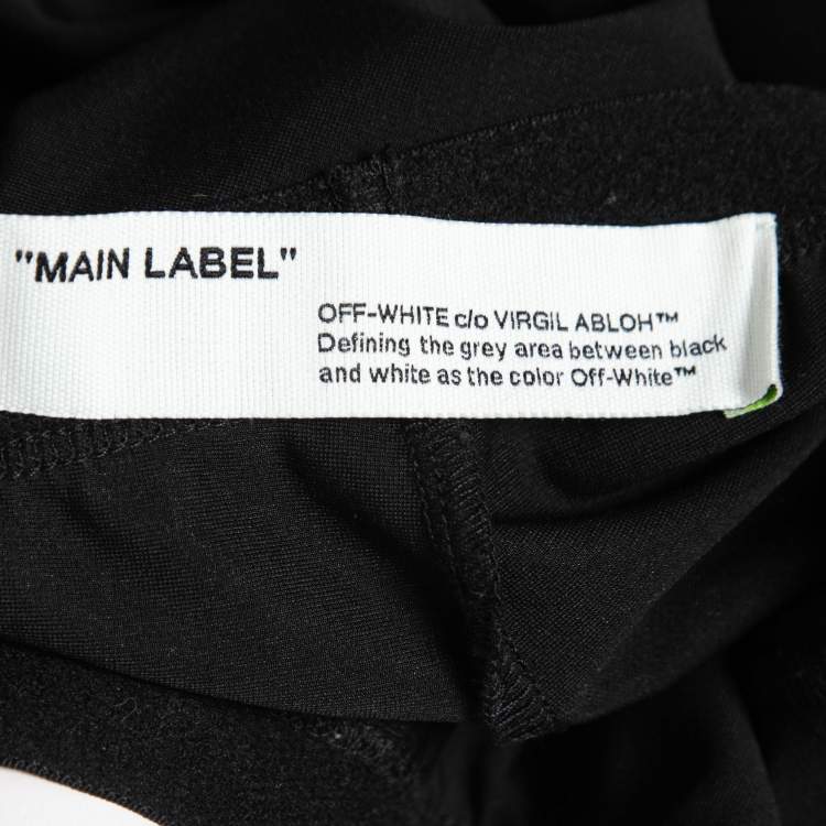 Pre Owned Off-White Black Synthetic Diagonal Print Athletic Leggings M