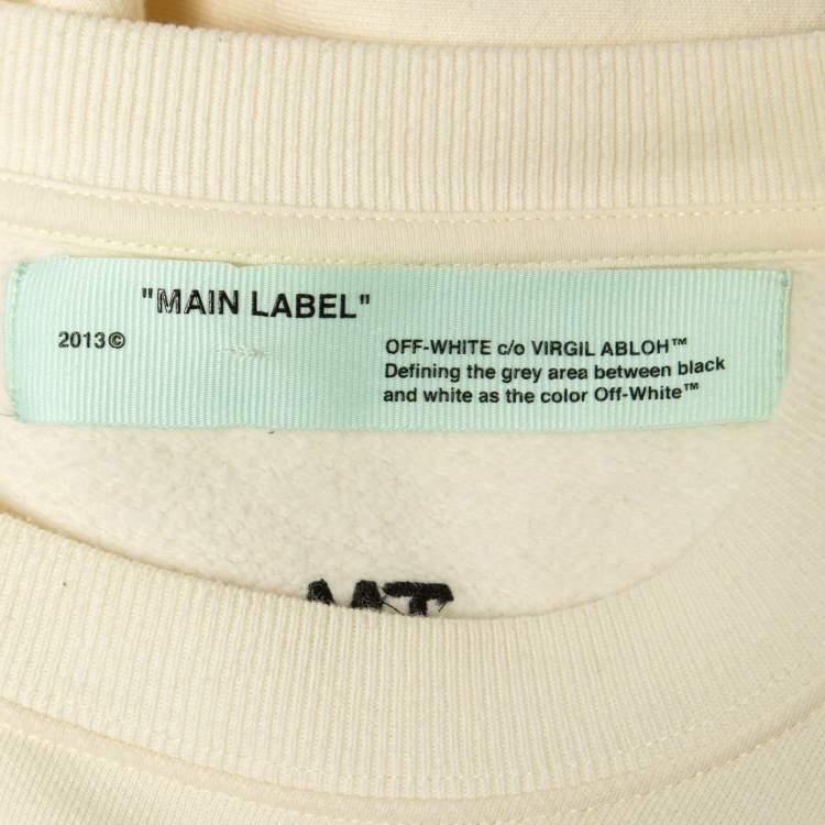 Pre Owned Off-White Cream Cotton Embroidered Sweatshirt M