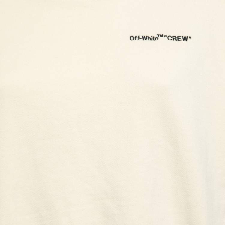 Pre Owned Off-White Cream Cotton Embroidered Sweatshirt M
