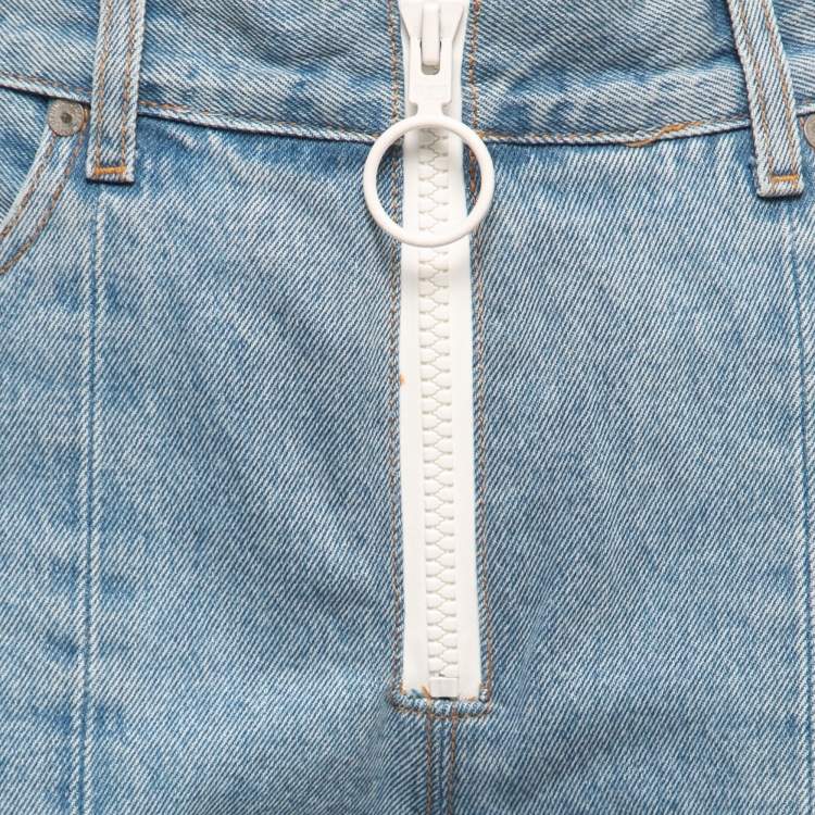 Pre Owned Off-White Blue Denim Floral Panel Flared Jeans M Waist 28"