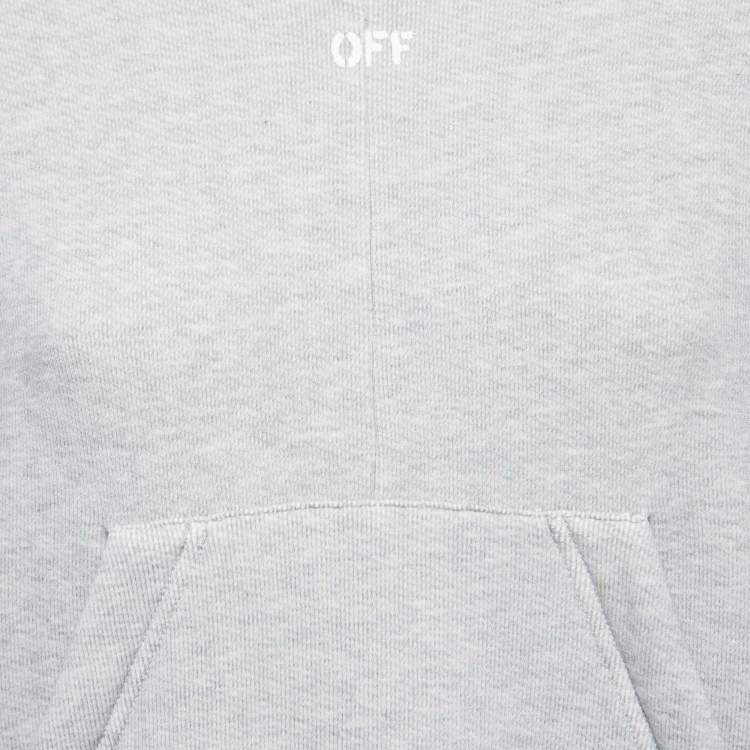 Pre Owned Off-White Grey Cotton Jersey Diagonal Stripe Print Sweatshirt XS