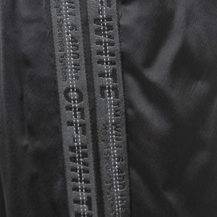 Pre Owned Off-White Black Synthetic Logo Side Stripe Detail Track Pants S
