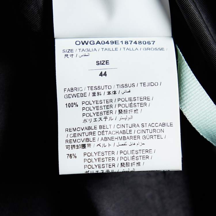 مملوكة مسبقًا Off-White Black Satin Crepe Logo Strip Detail Open Front Long Blazer M