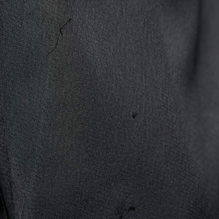 مملوكة مسبقًا Off-White Black Satin Crepe Logo Strip Detail Open Front Long Blazer M