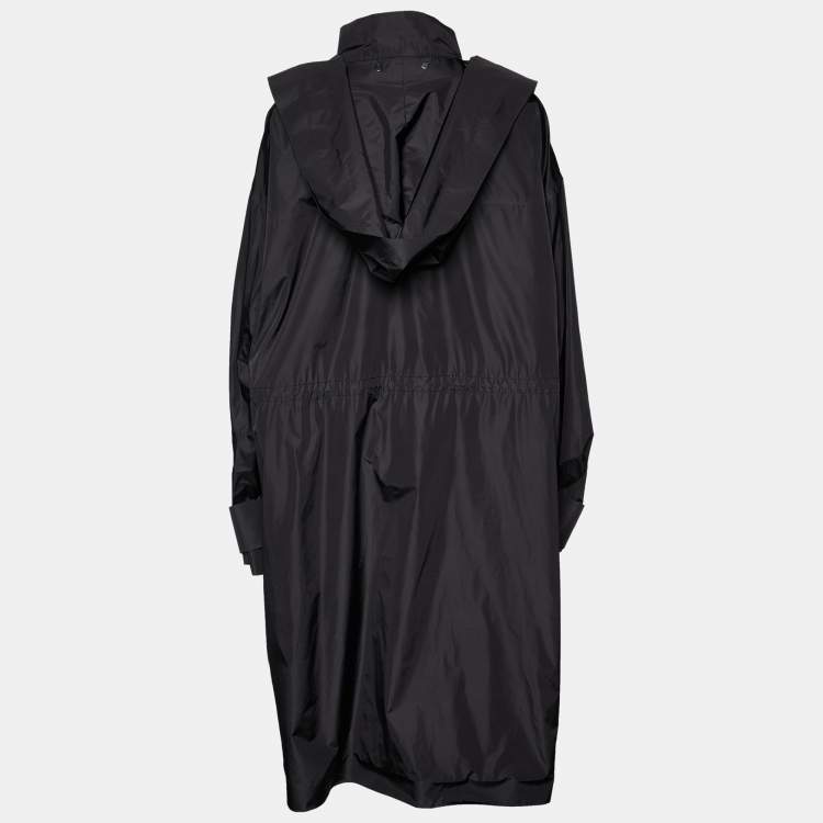 Pre Owned Off-White Black Nylon Hooded Oversized Coat  M