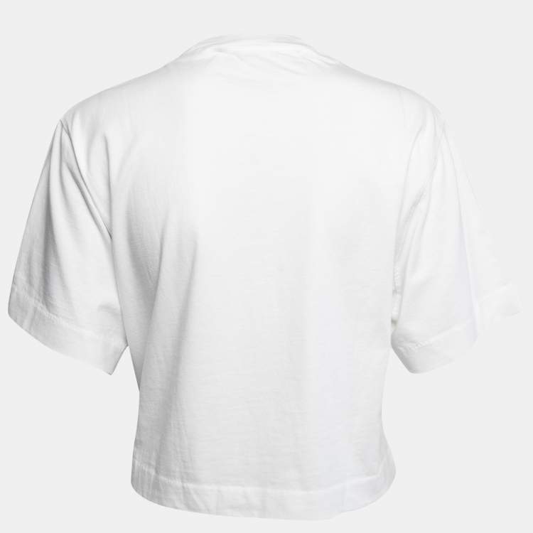 Off-White White Logo Print Cotton Cropped T-Shirt M Off