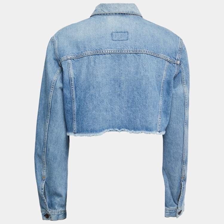 Pre Owned Off-White Blue Denim Zipper Detail Cropped Jacket M