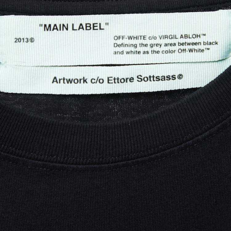 Pre Owned Off-White Black Cotton Woman Print T-Shirt M