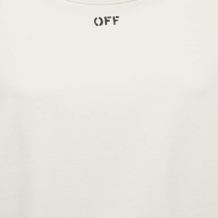 Pre Owned Off-White Cream Floral Print Cotton Crew Neck Sweatshirt L