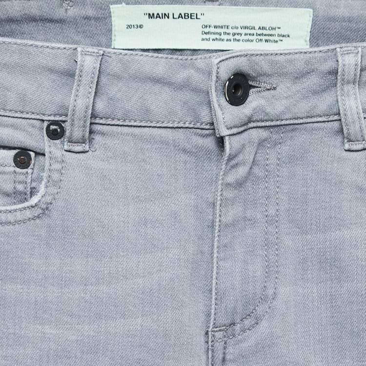 Pre Owned Off-White Grey Denim Skinny Jeans S Waist 26"
