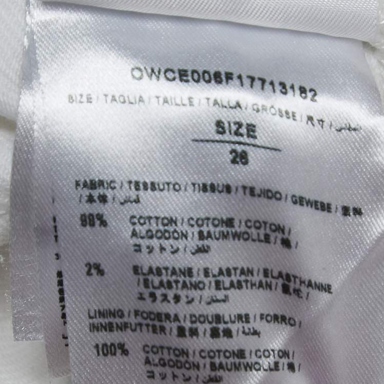 Pre Owned Off-White White Denim Logo Tape Detail Skinny Jeans S Waist 26"