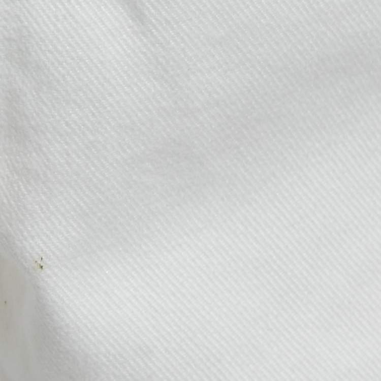 Pre Owned Off-White White Denim Logo Tape Detail Skinny Jeans S Waist 26"