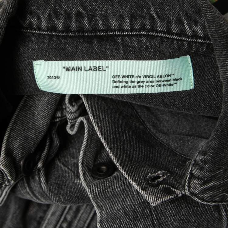 Pre Owned Off-White Grey Denim Cut Out Patch Detail Button Front Impressionism Jacket S