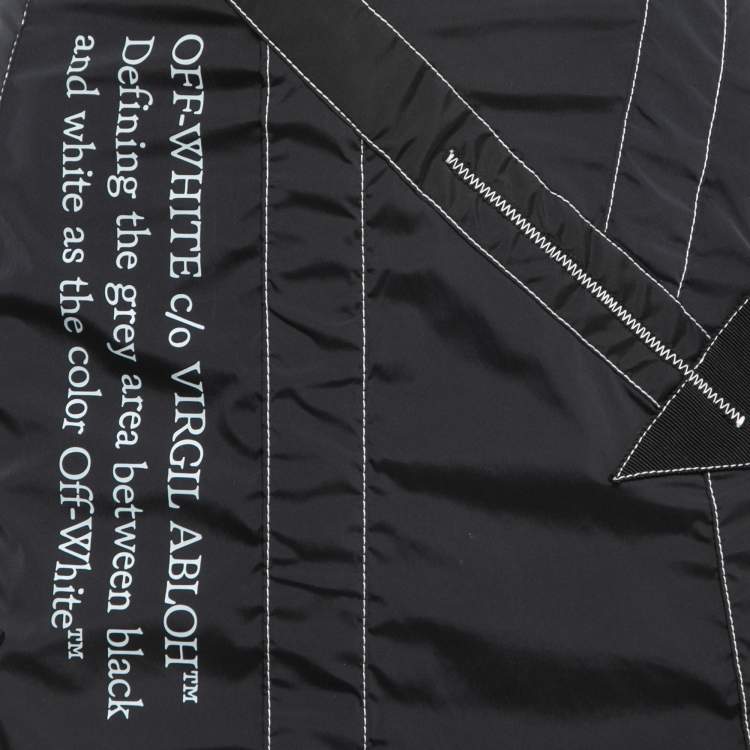 Pre Owned Off-White Black Print Nylon Contrast Stitch Detail Asymmetrical Skirt S