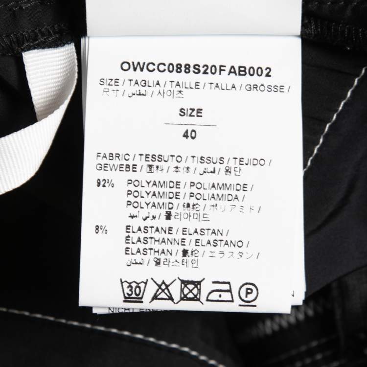 Pre Owned Off-White Black Print Nylon Contrast Stitch Detail Asymmetrical Skirt S