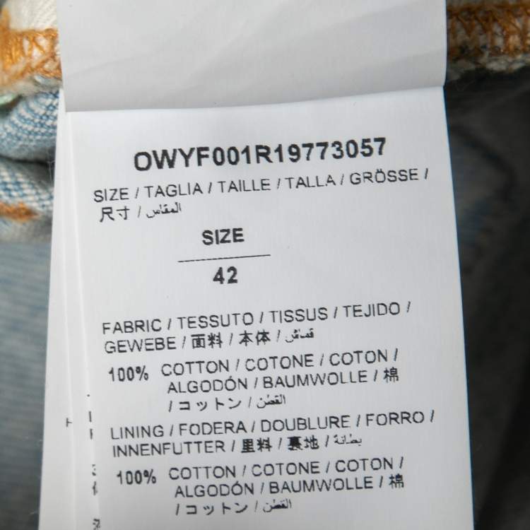 Pre Owned Off-White Blue Washed Denim Asymmetrical Midi Skirt M
