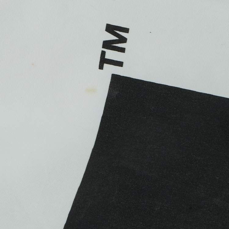 Pre Owned Off-White White Logo Print Cotton Button Front Cropped Full Sleeve Shirt S