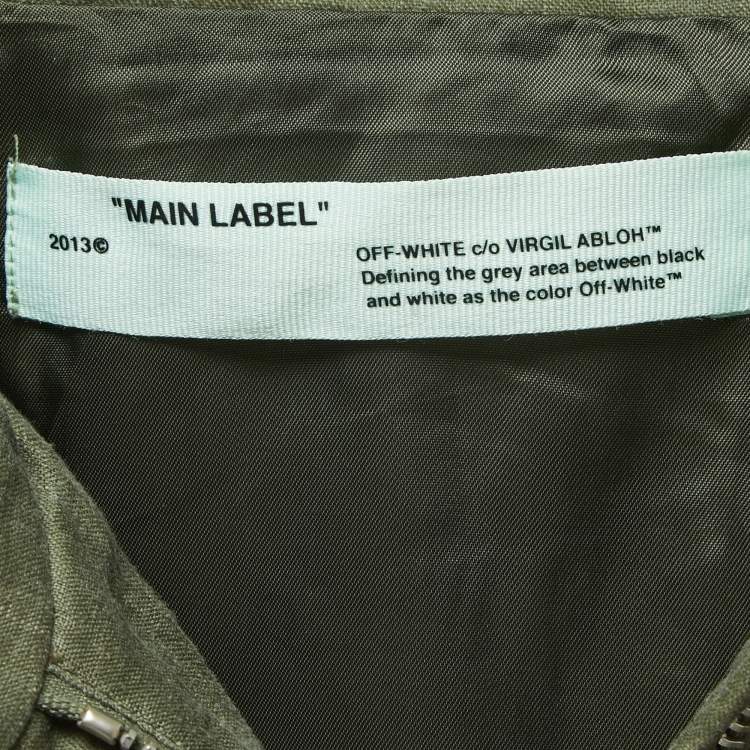 Pre Owned Off-White Green Linen Cropped Jacket S
