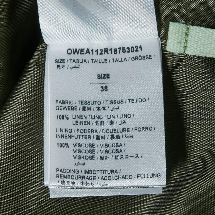 Pre Owned Off-White Green Linen Cropped Jacket S