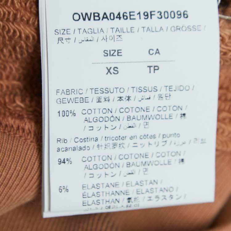 Pre Owned Off-White Light Orange Logo Print Cotton Crew Neck Sweatshirt XS