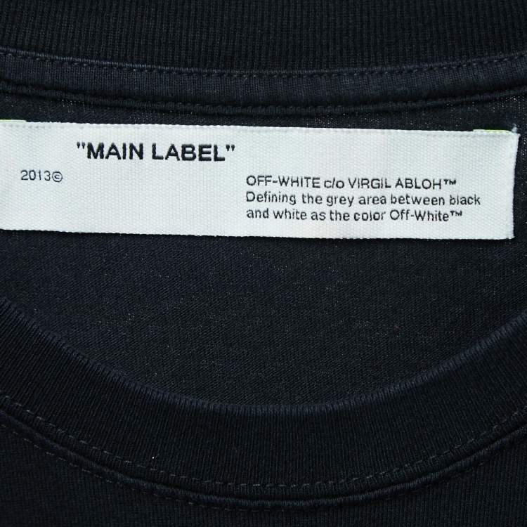 Pre Owned Off-White Black Logo Print Cotton Crew Neck Short Sleeve T-Shirt S