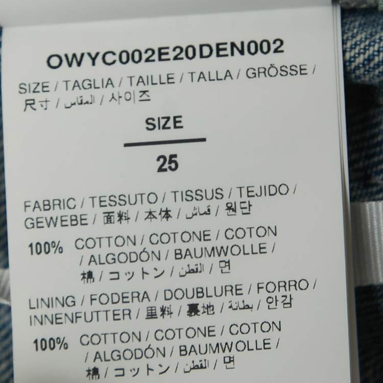 Pre Owned Off-White Blue Denim Frayed Shorts S Waist 25" 