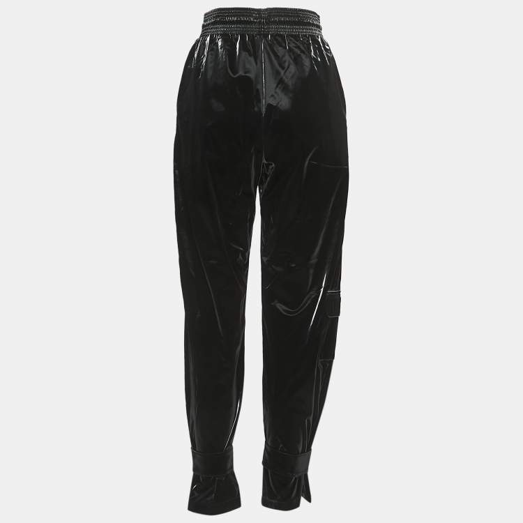 Pre Owned Off-White Black Coated Synthetic Jogger Pants XS