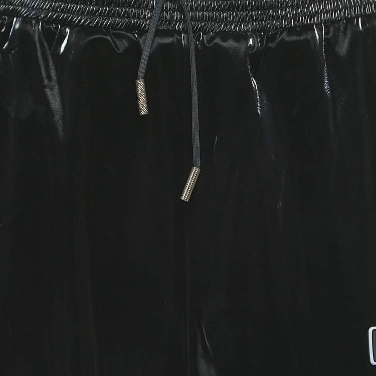 Pre Owned Off-White Black Coated Synthetic Jogger Pants XS