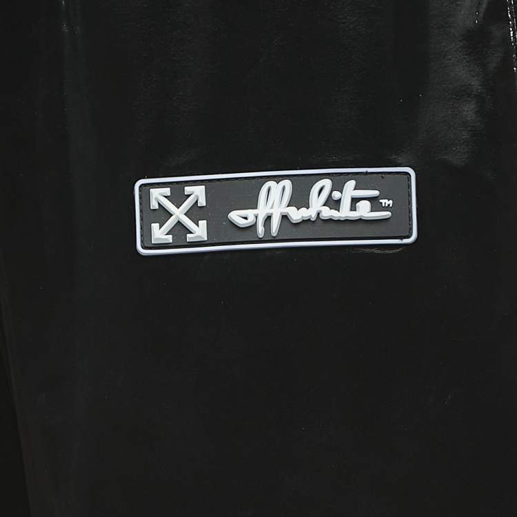 Pre Owned Off-White Black Coated Synthetic Jogger Pants XS
