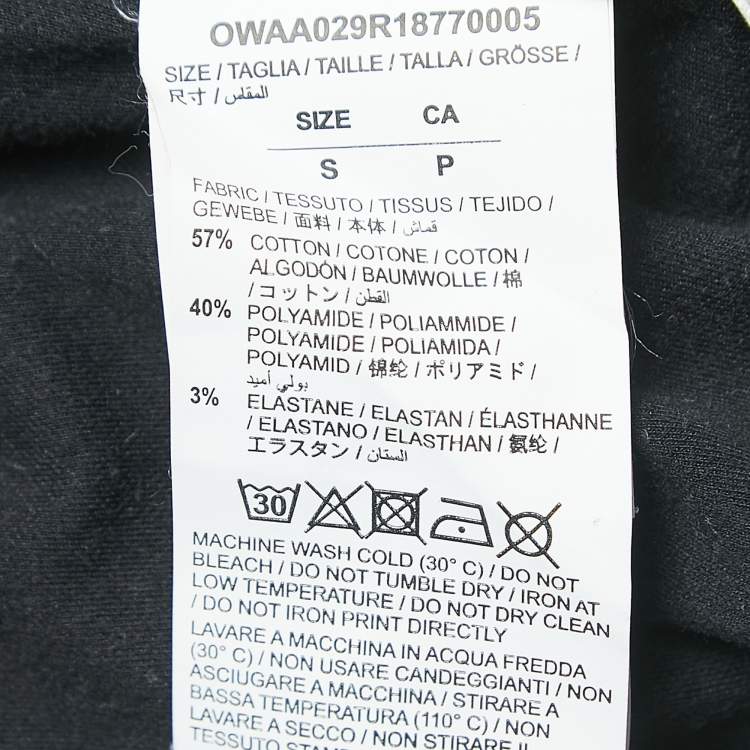 Pre Owned Off-White Black Flower Tape Print Cotton Half Sleeve T-Shirt S