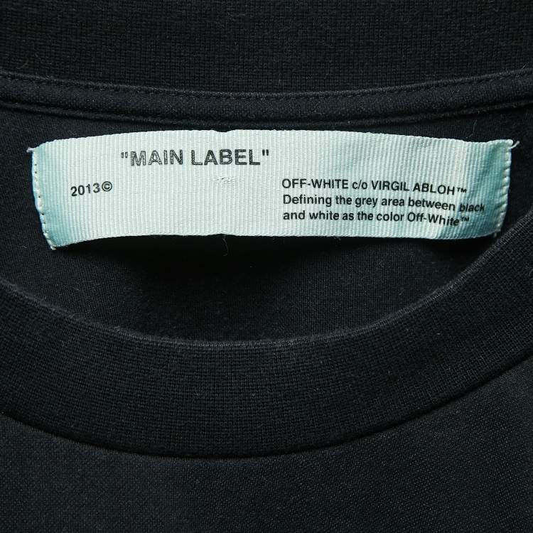 Pre Owned Off-White Black Flower Tape Print Cotton Half Sleeve T-Shirt S