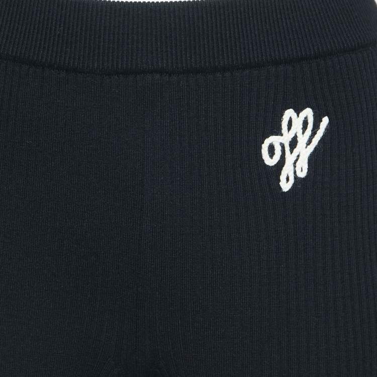 Pre Owned Off-White Black Logo Embroidered Wool Knit Flared Pants M
