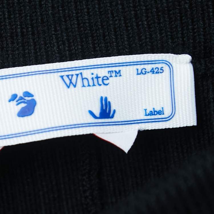 Pre Owned Off-White Black Logo Embroidered Wool Knit Flared Pants M