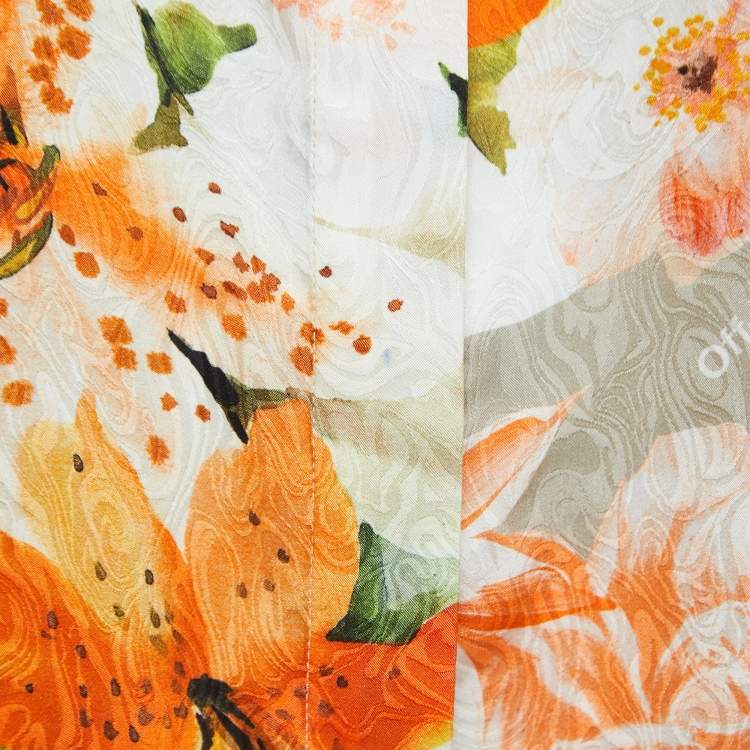 Pre Owned Off-White Multicolor Floral Silk Button-Up Shirt M