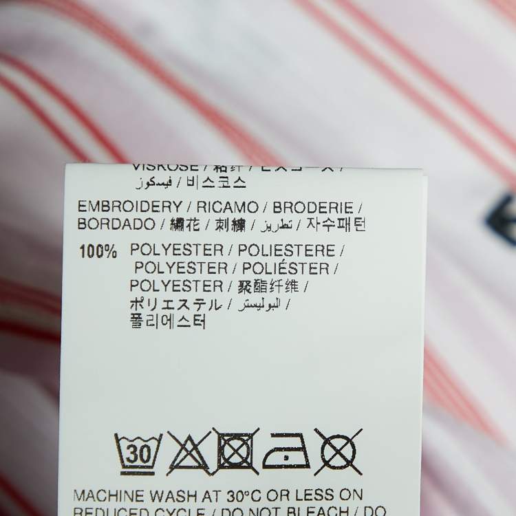 Pre Owned Off-White Pink Striped Logo Embroidered Asymmetric Hem Tunic S