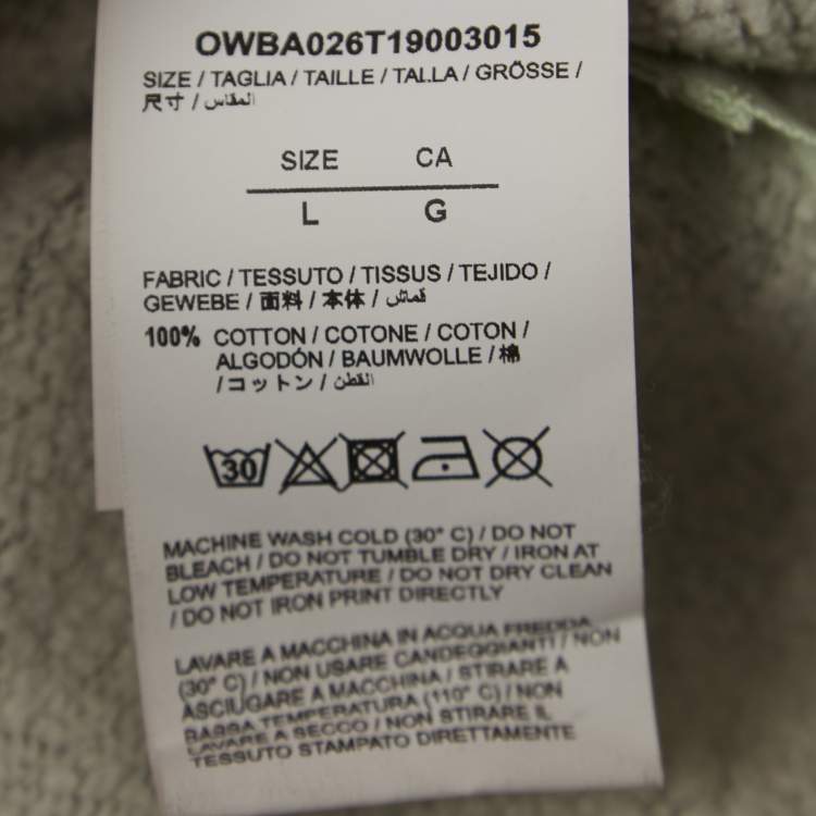 Pre Owned Off-White Grey Logo Print Cotton Cropped Sweatshirt L