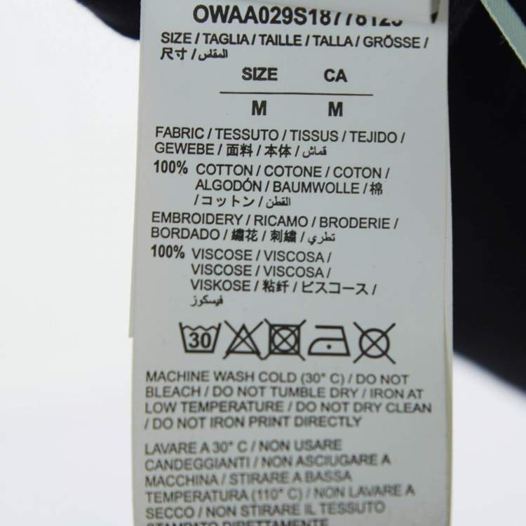 Pre Owned Off-White Black Retro Print Cotton Half Sleeve T-Shirt M