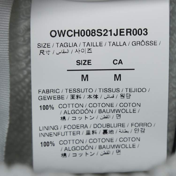 Pre Owned Off-White White Print Cotton Drawstring Straight Leg Pants M