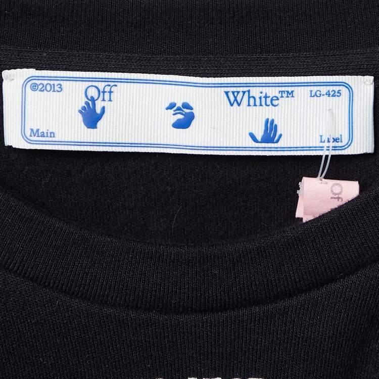 Pre Owned Off-White Black Logo Print Cotton Padded Shoulder T-Shirt S
