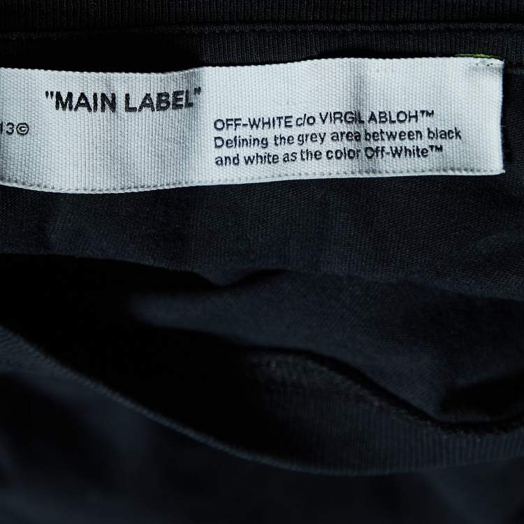 Pre Owned Off-White Black Painted Arrow Print Cotton Crew Neck T-Shirt L