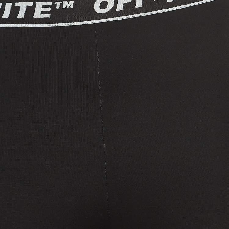 Pre Owned Off-White Black Logo Intarsia Knit Active Wear Leggings M