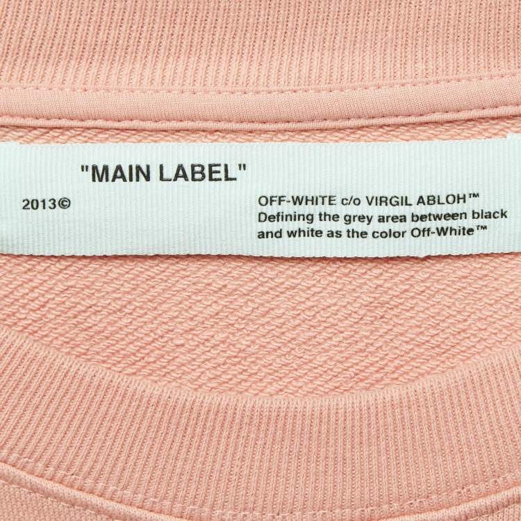 Pre Owned Off-White Pink Logo Print Cotton Knit Sweatshirt L