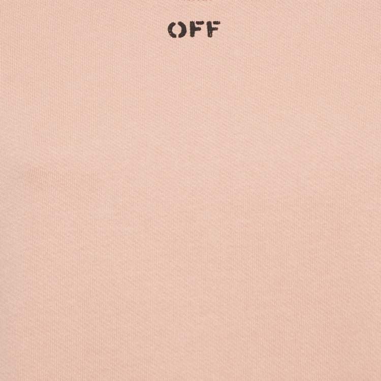 Pre Owned Off-White Pink Logo Print Cotton Knit Sweatshirt L