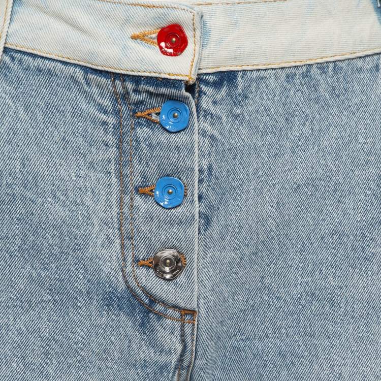 Pre Owned Off-White Light Blue Denim Buttoned Jeans M Waist 30"